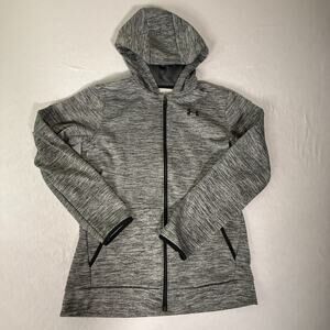 Under Armour YXL ColdGear Full Zip Hoodie Gray Fleece Lined Loose Fit Youth